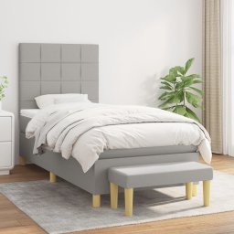 Pat continental cu saltea, gri deschis, 80x200 cm, textil GartenMobel Dekor