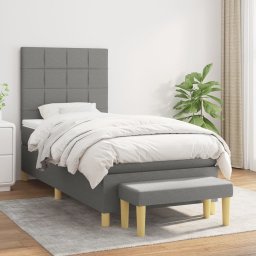 Pat box spring cu saltea, gri închis, 80x200 cm, textil GartenMobel Dekor