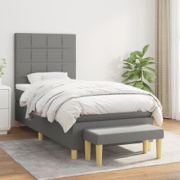Pat box spring cu saltea, gri închis, 90x200 cm, textil GartenMobel Dekor