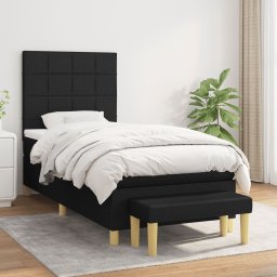 Pat box spring cu saltea, negru, 100x200 cm, textil GartenMobel Dekor