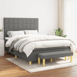 Pat box spring cu saltea, gri închis, 140x190 cm, textil GartenMobel Dekor