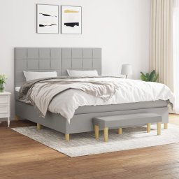 Pat continental cu saltea, gri deschis, 160x200 cm, textil GartenMobel Dekor
