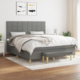 Pat box spring cu saltea, gri închis, 180x200 cm, textil GartenMobel Dekor