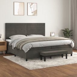 Pat box spring cu saltea, gri închis, 200x200 cm, catifea GartenMobel Dekor