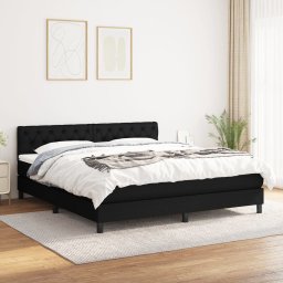 Pat box spring cu saltea, negru, 160x200 cm, textil GartenMobel Dekor
