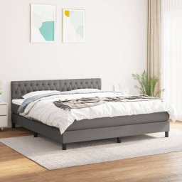 Pat box spring cu saltea, gri închis, 180x200 cm, textil GartenMobel Dekor