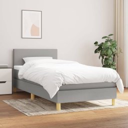 Pat box spring cu saltea, gri deschis, 90x200 cm, textil GartenMobel Dekor
