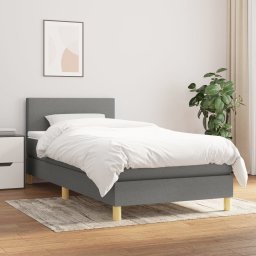Pat box spring cu saltea, gri închis, 90x200 cm, textil GartenMobel Dekor