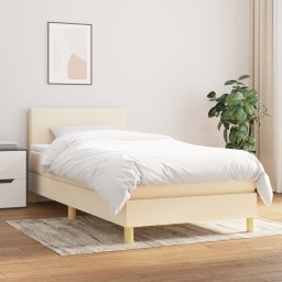 Pat box spring cu saltea, crem, 100x200 cm, textil GartenMobel Dekor