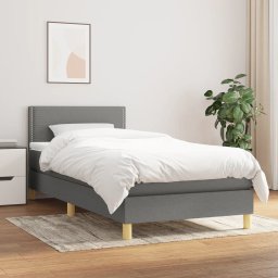 Pat box spring cu saltea, gri închis, 90x190 cm, textil GartenMobel Dekor