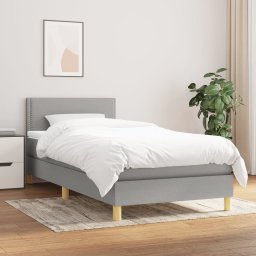Pat box spring cu saltea, gri deschis, 90x200 cm, textil GartenMobel Dekor