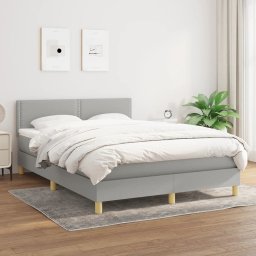Pat box spring cu saltea, gri deschis, 140x190 cm, textil GartenMobel Dekor