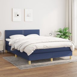 Pat box spring cu saltea, albastru, 140x200 cm, textil GartenMobel Dekor