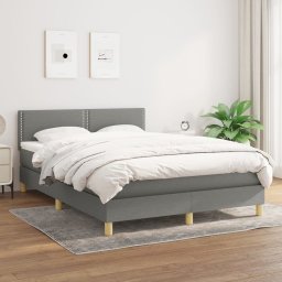 Pat box spring cu saltea, gri închis, 140x200 cm, textil GartenMobel Dekor