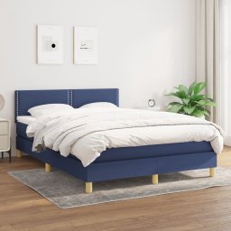 Pat continental cu saltea, albastru, 140x200cm, material textil GartenMobel Dekor