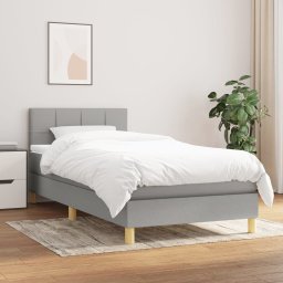 Pat box spring cu saltea, gri deschis, 90x200 cm, textil GartenMobel Dekor