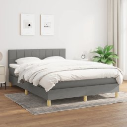 Pat box spring cu saltea, gri închis, 140x200 cm, textil GartenMobel Dekor