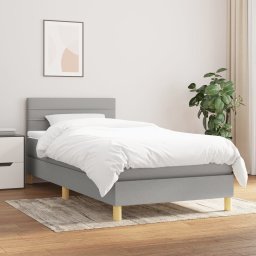Pat box spring cu saltea, gri deschis, 80x200 cm, textil GartenMobel Dekor