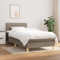 Pat box spring cu saltea, gri taupe, 100x200 cm, textil GartenMobel Dekor