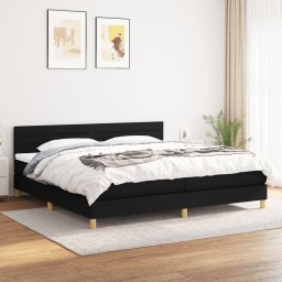 Pat box spring cu saltea, negru, 200x200 cm, textil GartenMobel Dekor