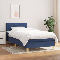 Pat box spring cu saltea, albastru, 100x200 cm, textil GartenMobel Dekor
