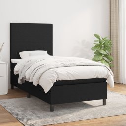 Pat box spring cu saltea, negru, 90x200 cm, textil GartenMobel Dekor
