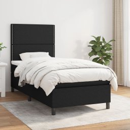 Pat box spring cu saltea, negru, 90x200 cm, textil GartenMobel Dekor
