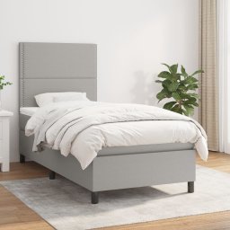 Pat box spring cu saltea, gri deschis, 100x200 cm, textil GartenMobel Dekor