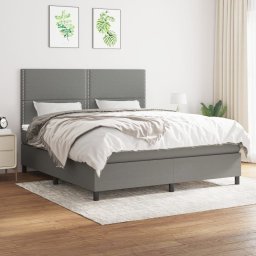Pat box spring cu saltea, gri închis, 180x200 cm, textil GartenMobel Dekor