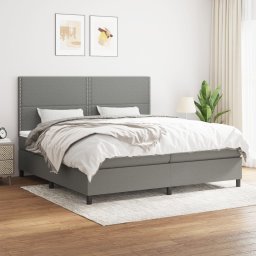 Pat box spring cu saltea, gri închis, 200x200 cm, textil GartenMobel Dekor
