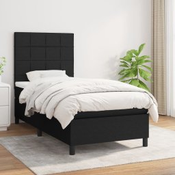 Pat box spring cu saltea, negru, 100x200 cm, textil GartenMobel Dekor
