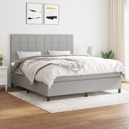 Pat continental cu saltea, gri deschis, 160x200 cm, textil GartenMobel Dekor