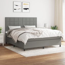 Pat box spring cu saltea, gri închis, 180x200 cm, textil GartenMobel Dekor