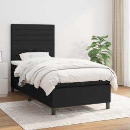 Pat box spring cu saltea, negru, 100x200 cm, textil GartenMobel Dekor