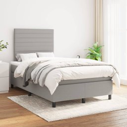 Pat box spring cu saltea, gri deschis, 120x200 cm, textil GartenMobel Dekor