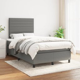 Pat box spring cu saltea, gri închis, 120x200 cm, textil GartenMobel Dekor
