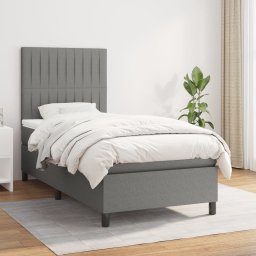 Pat box spring cu saltea, gri închis, 100x200 cm, textil GartenMobel Dekor