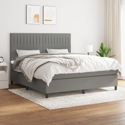 Pat box spring cu saltea, gri închis, 180x200 cm, textil GartenMobel Dekor