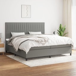 Pat box spring cu saltea, gri închis, 200x200 cm, textil GartenMobel Dekor