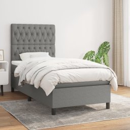Pat box spring cu saltea, gri închis, 90x190 cm, textil GartenMobel Dekor