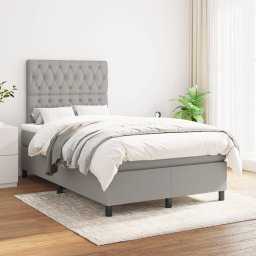 Pat continental cu saltea, gri deschis, 120x200 cm, textil GartenMobel Dekor
