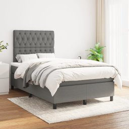 Pat box spring cu saltea, gri închis, 120x200 cm, textil GartenMobel Dekor