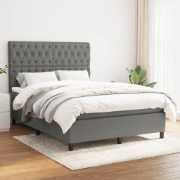 Pat box spring cu saltea, gri închis, 140x190 cm, textil GartenMobel Dekor