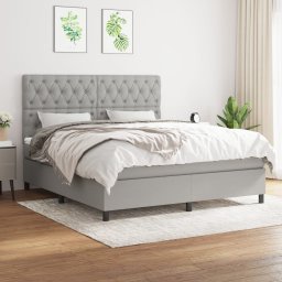 Pat continental cu saltea, gri deschis, 160x200 cm, textil GartenMobel Dekor