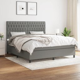 Pat box spring cu saltea, gri închis, 180x200 cm, textil GartenMobel Dekor