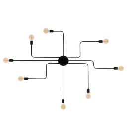 Candelabru Elefant 525NOR1319, 8 becuri, Fier de calcat, 15 cm, Negru