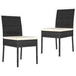 Scaune de masa pentru gradina, 2 buc., negru, poliratan GartenMobel Dekor