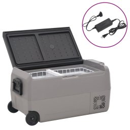 Lada frigorifica cu roata si adaptor, 50 L, negru&gri, PP & PE GartenMobel Dekor