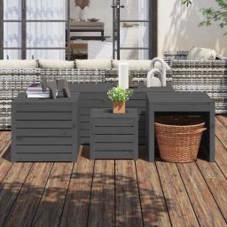 Set cutii de gradina, 4 piese, gri, lemn masiv de pin GartenMobel Dekor