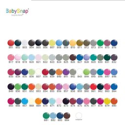 Capse plastic textile diametru 12,4 mm, finisaj lucios, 30 perechi, BabySnap gama de culori